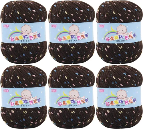 Miniatura 11 de Paquete de 6 hilos de ganchillo de algodón colorido para tejer suéter súper suave para mantas de bebé y ropa, sombrero, bufanda, 10.58 oz