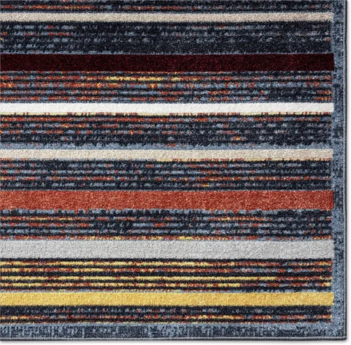 Miniatura 4 de Everwash Home Dynamix Treasure - Alfombra moderna a rayas lavable a máquina, azul/amarillo, 2.2 x 7.2 pies