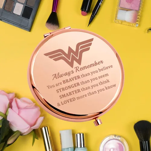 Miniatura 6 de KEYCHIN Heroine - Espejo de bolsillo para fanáticos de Diana, regalo You are Braver Stronger Smarter Than You Think Heroine - Espejo compacto