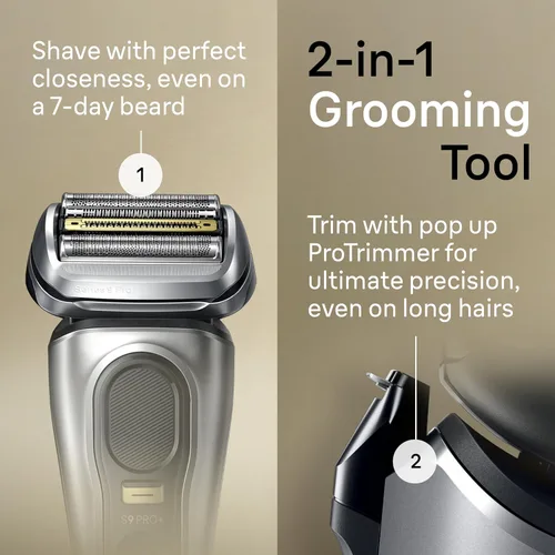Miniatura 4 de Braun Maquinilla de afeitar eléctrica para hombres, afeitadora de papel de aluminio impermeable, serie 9 Pro 9477cc, afeitado húmedo y seco