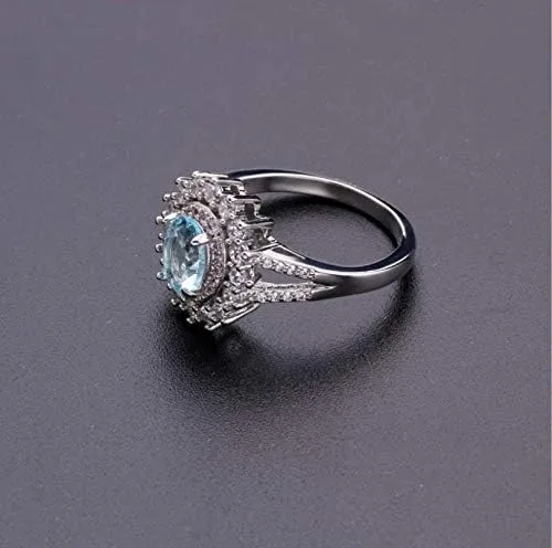 Miniatura 4 de MAIHAO Anillo de compromiso brillante de plata de ley 925 con incrustaciones de diamantes de cristal rosa con incrustaciones de topacio verde