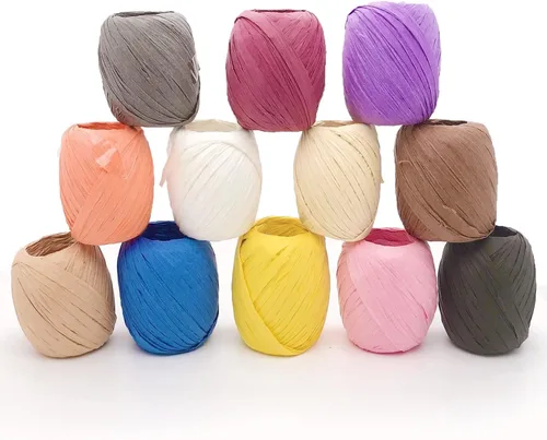 Miniatura 4 de 12 rollos de cinta de rafia, cuerda de rafia de 787 pies para Navidad, día de San Valentín, fiesta, regalos, envoltura, ramos de floristería