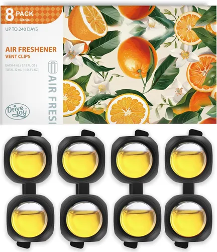 Miniatura 12 de Clips ambientadores para ventilación de automóvil, paquete de 8, proporciona aroma duradero, hasta 240 días, eliminador de olores (manzana y canela)