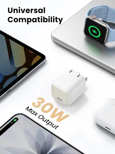 Miniatura 6 de UGREEN Cargador USB C de 30 W, Nexode plegable GaN PPS compacto y rápido cargador de pared, adaptador de corriente USB-C para iPhone 17/16/15/14
