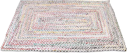 Miniatura 16 de COZY TRENDS Alfombra trenzada a mano, estilo indio, tradicional, colorido, de algodón, Chindi, decoración del hogar, 24 x 36 pulgadas, con flecos