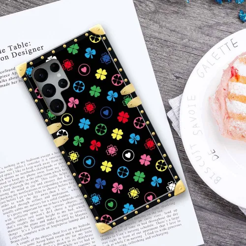 Miniatura 3 de Funda compatible con Samsung Galaxy S22 Ultra, Love Four-Leaf Clover Funda S22 Ultra para niñas y mujeres, TPU suave a prueba de golpes, PC duro