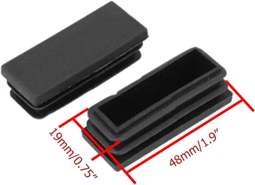 Miniatura 2 de 1.890x0.748 in Rectángulo Plástico Tubería Insertos Extremo Muebles Mesa Silla Tubo Pierna Plug Negro 18pcs