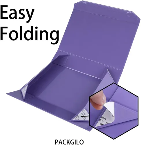 Miniatura 3 de Paquete de 5 cajas de regalo moradas con tapas, pequeñas de 12 x 8 x 2.7 pulgadas, cajas de regalo de ropa para regalos, camisas con cinta, cajas