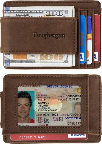 Miniatura 2 de Toughergun Cartera magnética de cuero genuino con clip para dinero con bloqueo RFID