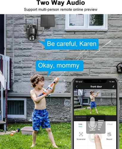 Miniatura 3 de ANRAN Cámara de seguridad solar celular 4G LTE inalámbrica para exteriores, sin WiFi 2K, visión nocturna a color, vista en vivo de 360°, sensor