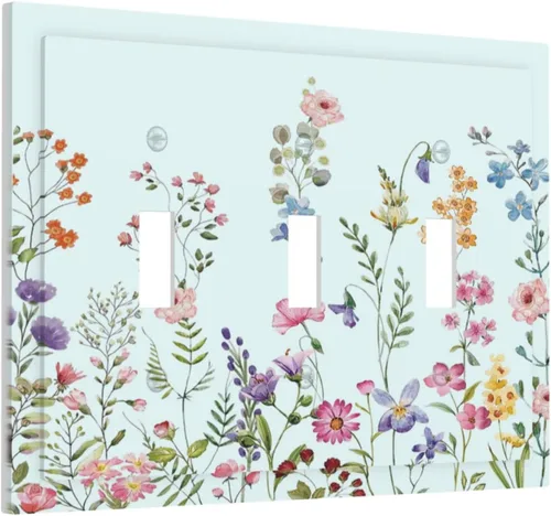 Miniatura 146 de Placa Cubierta de Interruptor de Luz de Palanca Individual con Diseño de Flor Botánica en Tablero de Madera Rústico Estilo Granja - Placa de Pared