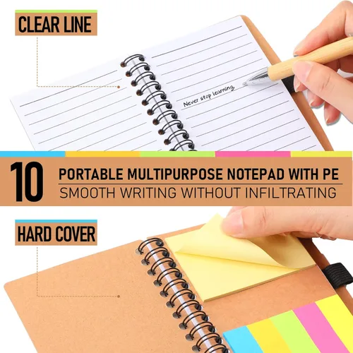 Miniatura 5 de Honoson Juego de 10 cuadernos inspiradores a granel con notas adhesivas y bolígrafo de bambú, regalos de agradecimiento para profesores, enfermeras