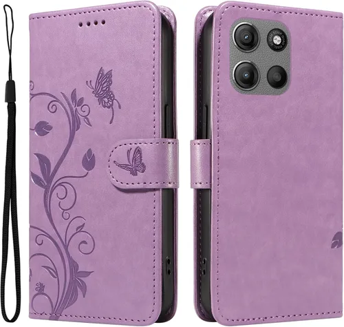 Miniatura 120 de Funda para Motorola Moto E22/E22i, piel sintética, con tarjetero y correa para la muñeca, a prueba de golpes, funda magnética para Motorola Moto Rojo