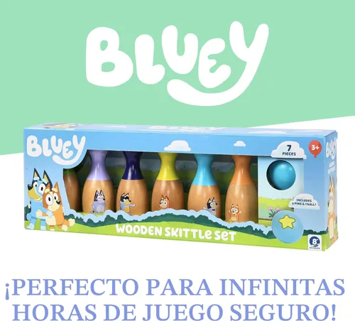 Miniatura 6 de Bluey Juego de Bolos de Madera – Juego de Bolos con 6 Pines de Bolos de Madera con Personajes, Juguete Duradero para Niños de 3+ Años, Juego