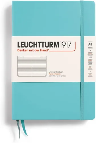 Miniatura 96 de LEUCHTTURM1917 - Cuaderno de tapa dura mediano A5 con 251 páginas numeradas para escritura y diario (verde menta, con puntos)