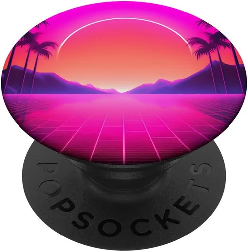 Retrowave 80s Vaporwave Synthwave Sunrise PopSockets Standard PopGrip
