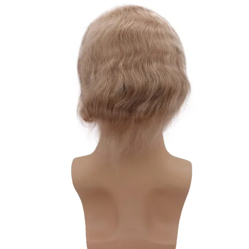 Miniatura 5 de Toupee - Peluca de cabello humano europeo con encaje frontal suizo y línea capilar natural para hombre, con piel sintética, sistema de reemplazo