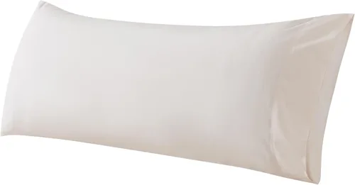 WhatsBedding Funda de almohada corporal de tela de algodón, funda de almohada larga transpirable y agradable al tacto, cierre de sobre, color beige