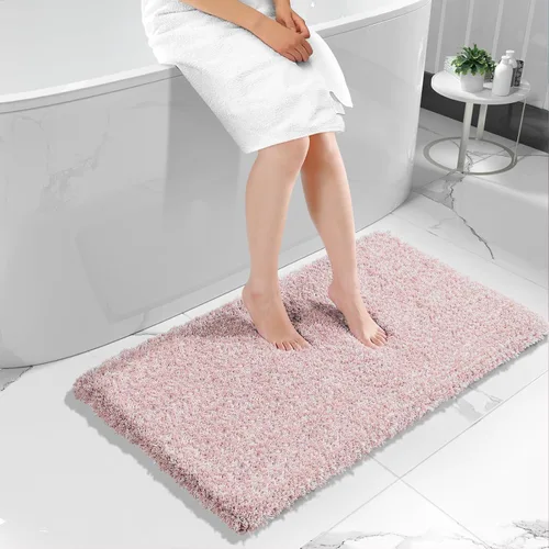 Miniatura 19 de Yimobra Alfombra de baño de felpa esponjosa, súper lanuda suave, cómoda, antideslizante, absorbente de agua, alfombra de baño de microfibra que se