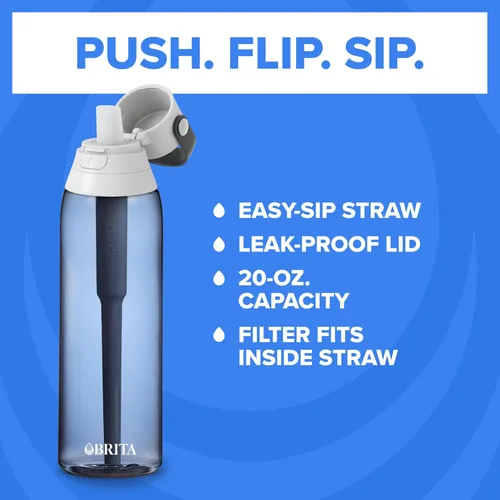 Miniatura 2 de Botella de agua con filtro de material duro premium Brita, sin BPA, reutilizable, reemplaza 300 botellas de agua de plástico, el filtro dura 2 meses