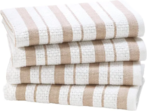 Manualidad en algodón: paquete de 4 toallas de cocina de algodón extra grandes, 20 x 30, 100% puro algodón, patrón de rayas cuadro rejilla, práctico