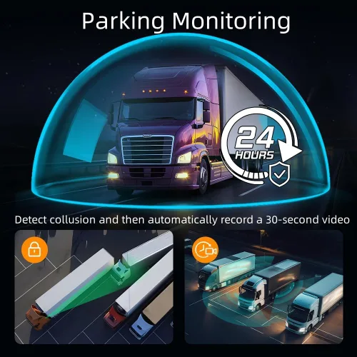 Miniatura 4 de VSYSTO Truck Carplay, 5 "pantalla táctil WiFi 3CH Truck Dash Cam, navegación GPS, Monitoreo de estacionamiento, Cámaras frontal e izquierda