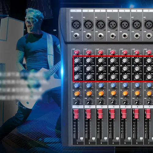 Miniatura 2 de Mezclador profesional de estudio en vivo de 12 canales, consola mezcladora de sonido de audio de estudio con Bluetooth USB para profesionales