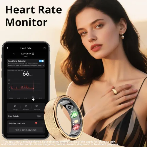 Miniatura 7 de COLMI R10 Anillo Inteligente, Anillo de Salud Inteligente para Mujeres, Cuenta con Monitor de Frecuencia Cardíaca, Oxígeno en Sangre, Monitor de Oro
