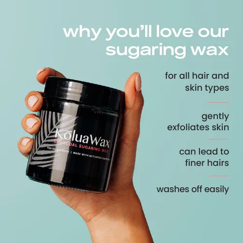 Miniatura 2 de KoluaWax Kit vegano de cera de azúcar de carbón para mujeres y hombres, depilación para todo tipo de piel y cabello, axilas, bikini, brasileño, cara