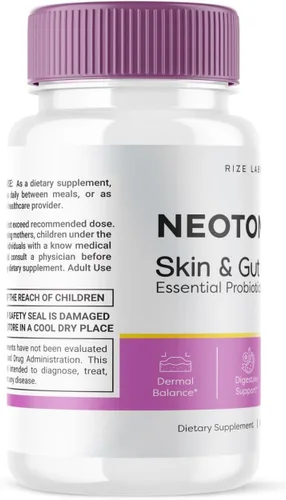 Miniatura 5 de Rize Labs - Cápsulas Neotonics para la piel y el intestino para el cuidado de la piel, probióticos esenciales, píldoras de suplementos de salud