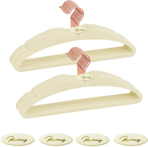 Miniatura 22 de ManGotree Perchas de terciopelo con gancho dorado giratorio de 360°, perchas de fieltro antideslizantes para trajes, colgador de ropa delgado que