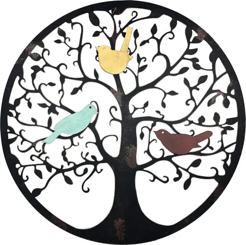 Remenna Arte de pared de metal, árbol de la vida, decoración de pared de 23 pulgadas, árbol genealógico de metal, para colgar en la pared,