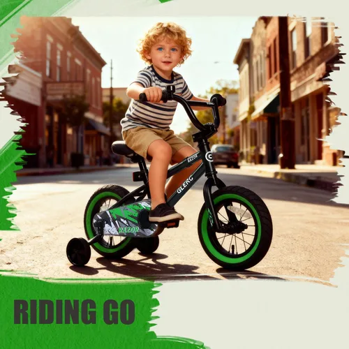 Miniatura 4 de Glerc Bicicleta para niños de 1 a 8 años, bicicleta para niños de 12 a 16 pulgadas, estilo BMX, con ruedas de entrenamiento, bicicleta para niños