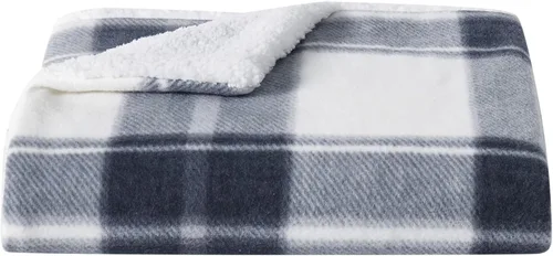 Miniatura 2 de Cannon Cozy Teddy - Manta de poliéster azul y crema, 1 pieza, 50 x 70 pulgadas, a cuadros, 100% poliéster, para hombres y mujeres, certificado