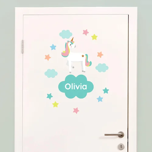 Miniatura 16 de Calcomanías de puerta personalizadas para habitación de niños, calcomanías de pared con nombre personalizado para decoración de habitación de bebés