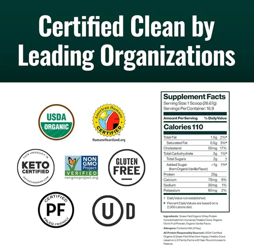 Miniatura 4 de Natural Force Proteína en polvo de suero orgánico de vacas alimentadas a pasto – Verificada sin transgénicos, Certificada Humane y probada