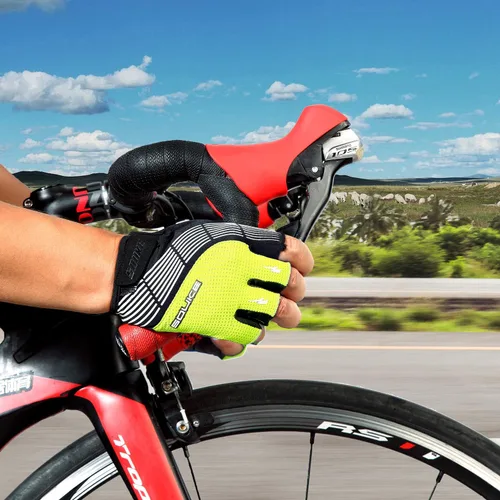 Miniatura 5 de Souke Sports Guantes de ciclismo Guantes acolchados de medio dedo para bicicleta con absorción de golpes, antideslizantes, transpirables, MTB