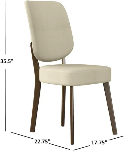 Miniatura 3 de Juego de 2 sillas de comedor tapizadas color marrón avena
