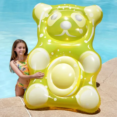 SLOOSH Flotadores inflables de oso de goma de 60 pulgadas para piscina, divertidos flotadores para piscina, juguetes para decoración de fiesta,