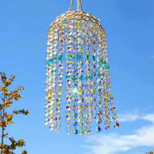 Miniatura 8 de Atrapasueños de Cristal para Ventana Colgante Campanilla de Viento Jardín Porche Hogar Boda Fiesta Fabricante de Arco Iris Perlas de Cristal