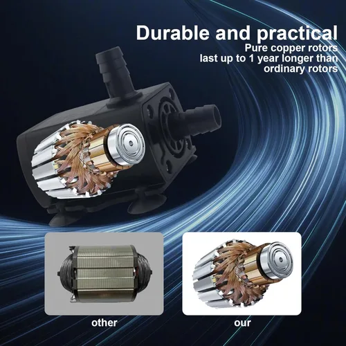 Miniatura 5 de Bomba de agua sumergible con cable USB de 4.9 pies, bomba de agua ultra silenciosa para acuario con elevación de 9.8 pies de altura para tina