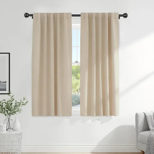Miniatura 47 de PONY DANCE Cortinas cortas con aislamiento térmico para ventana pequeña, para guardería, baño, cocina, lavandería, caravana, sótano, 29 pulgadas