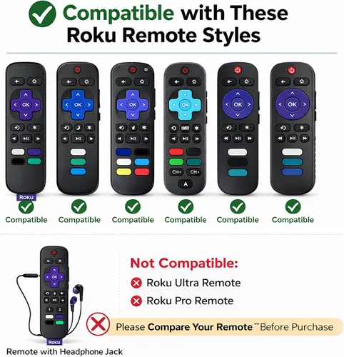 Miniatura 2 de Juego de 3 fundas de silicona para control remoto Roku TV Piel de silicona lavable que brilla en la oscuridad, compatible con controles remotos