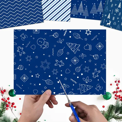 Miniatura 3 de MIAHART Juego de 30 hojas de papel con patrón de Feliz Navidad, tamaño A4, 10 diseños, papel decorativo de doble cara para hacer tarjetas, álbumes