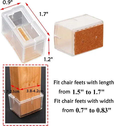Miniatura 2 de Antrader - Almohadillas antideslizantes de fieltro para proteger el piso, muebles, sillones, patas de mesa y de sillas, Transparente