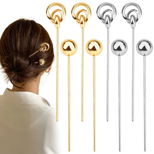 8 palillos de metal para el cabello, palillos para el cabello vintage, pasadores de moño, horquilla clásica, accesorios de joyería para el cabello