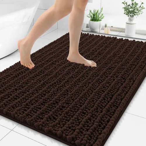Miniatura 16 de Smiry Alfombras de Baño 24x16 pulgadas, Alfombras de Baño de Chenilla Extra Suaves y Absorbentes, Respaldo de Goma Antideslizante, Lavable a Máquina