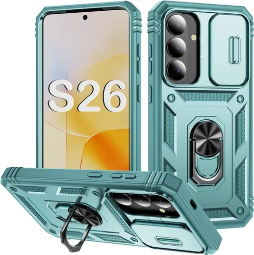 Miniatura 17 de PASNEW Funda para Samsung Galaxy S22 Ultra 5G, cubierta de cámara deslizante y soporte de dedo de metal giratorio de 360°, militar, resistente, a