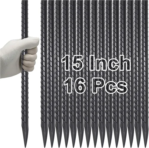 Miniatura 10 de VVOKGO Estacas de Refuerzo de Metal de 16 Pulgadas Picos de Anclaje para Asfalto (12 piezas), Anclajes de Paisajismo Galvanizados de 1/2 Pulgada
