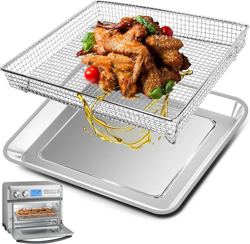 Miniatura 9 de Repuesto para freidora de aire para Cuisinart TOA-95 Breville BOV900BSS Black & Decker horno tostador de 8 rebanadas, 14.5 x 11.6 pulgadas, bandeja
